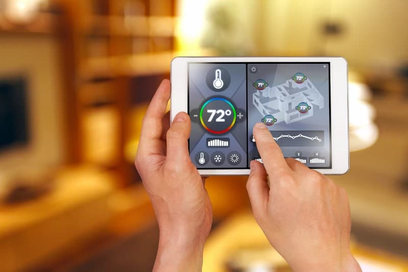 smart thermostat on phone